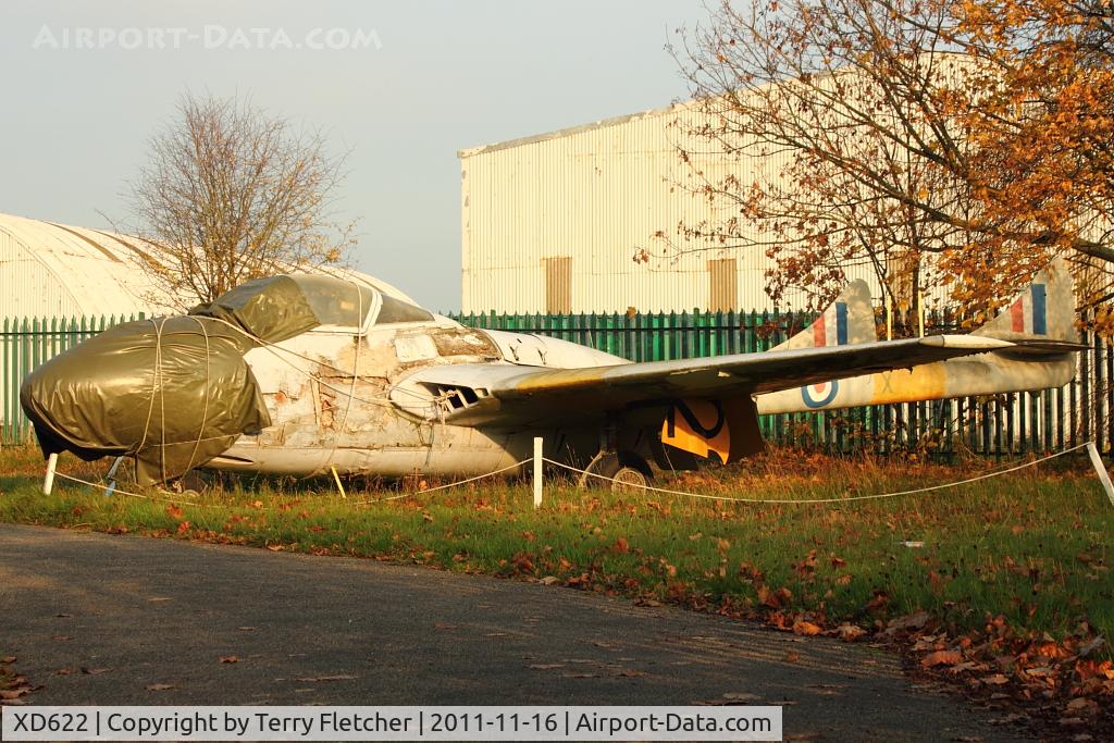 XD622, De Havilland DH-115 Vampire T.11 C/N 15447, At 2214 Sqn ATC , next to  North East Air Museum at Washington , UK