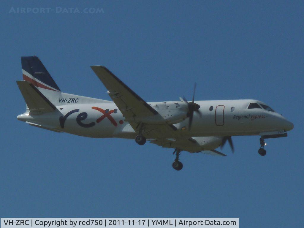 VH-ZRC, 1996 SAAB 340B C/N 340B-390, Zulu Romeo Charlie approaching rwy 27 at MEL