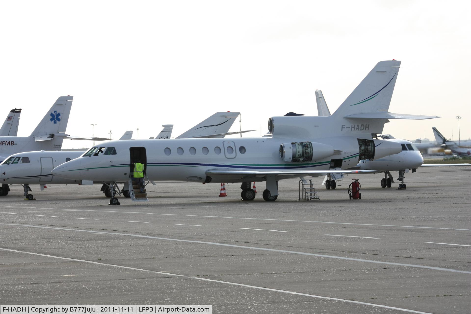 F-HADH, 1979 Dassault Falcon 50 C/N 011, during maintenance at Le Bourget with-out camera pod
