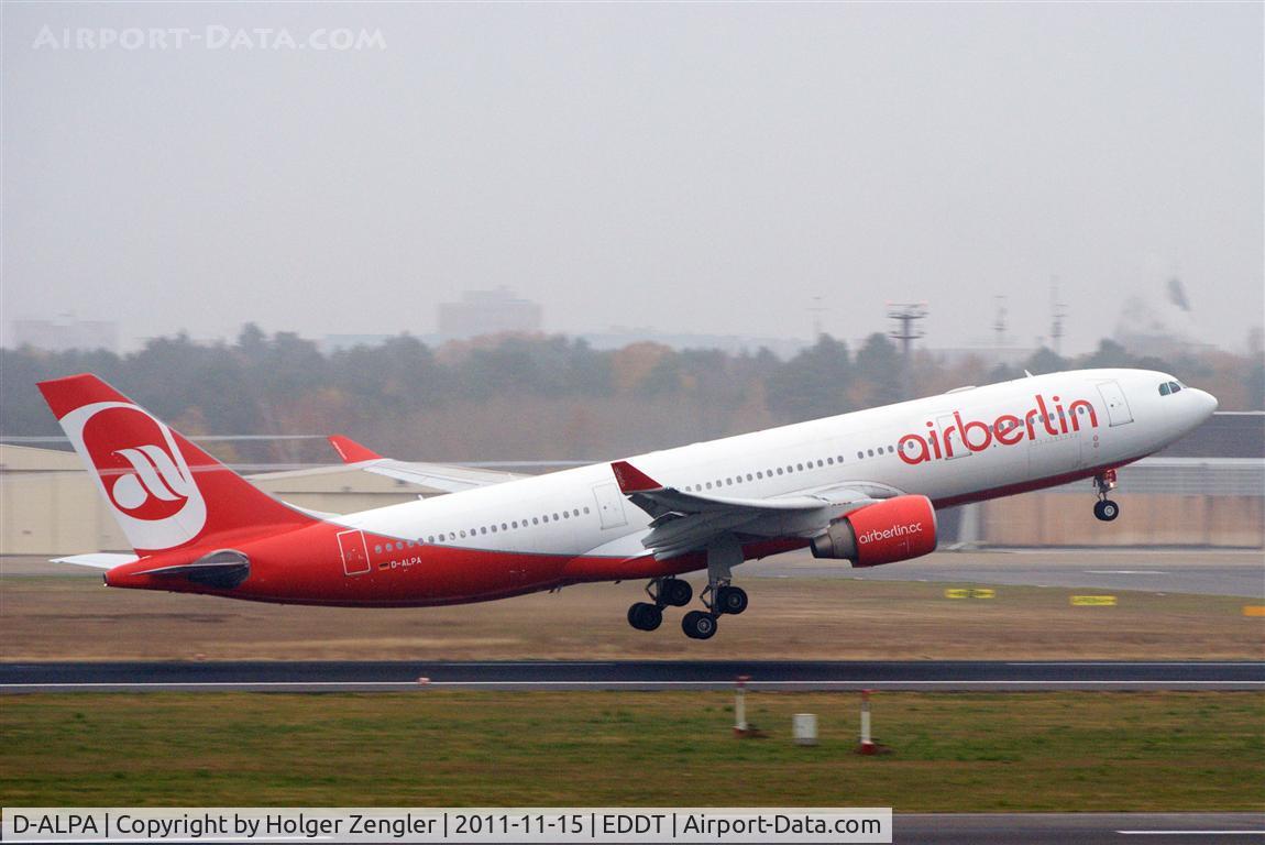 D-ALPA, 2001 Airbus A330-223 C/N 403, Leaving TXL on rwy 08R with a - for the spotter -unknown destination.