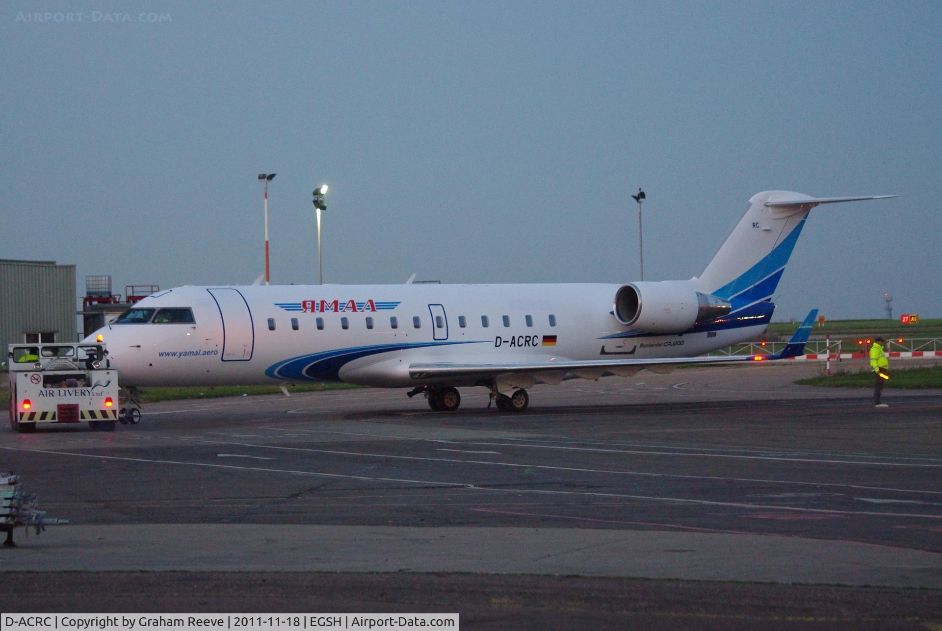 D-ACRC, 2001 Canadair CRJ-200ER (CL-600-2B19) C/N 7573, Freshly painted in the colours of Yamal Aero.