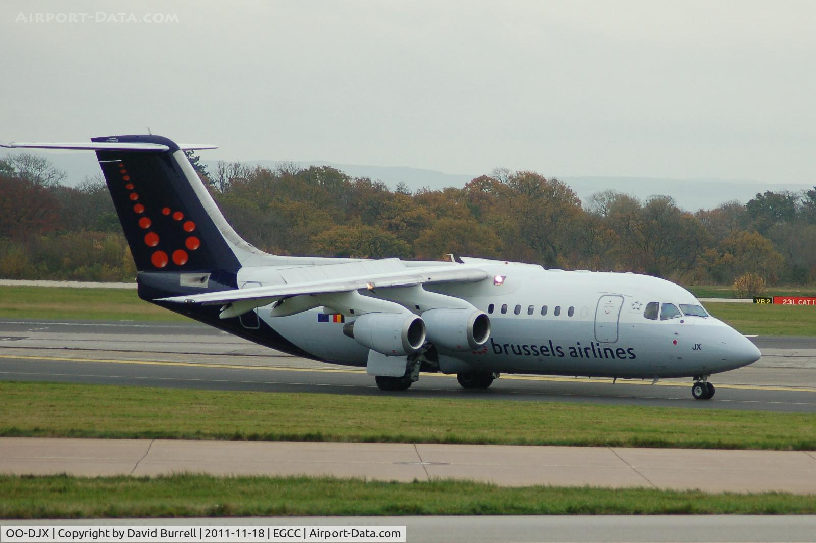 OO-DJX, 1996 British Aerospace Avro 146-RJ85 C/N E.2297, Brussels Airlines BAE Avro 146-RJ85 Taxiing - Manchester Airport