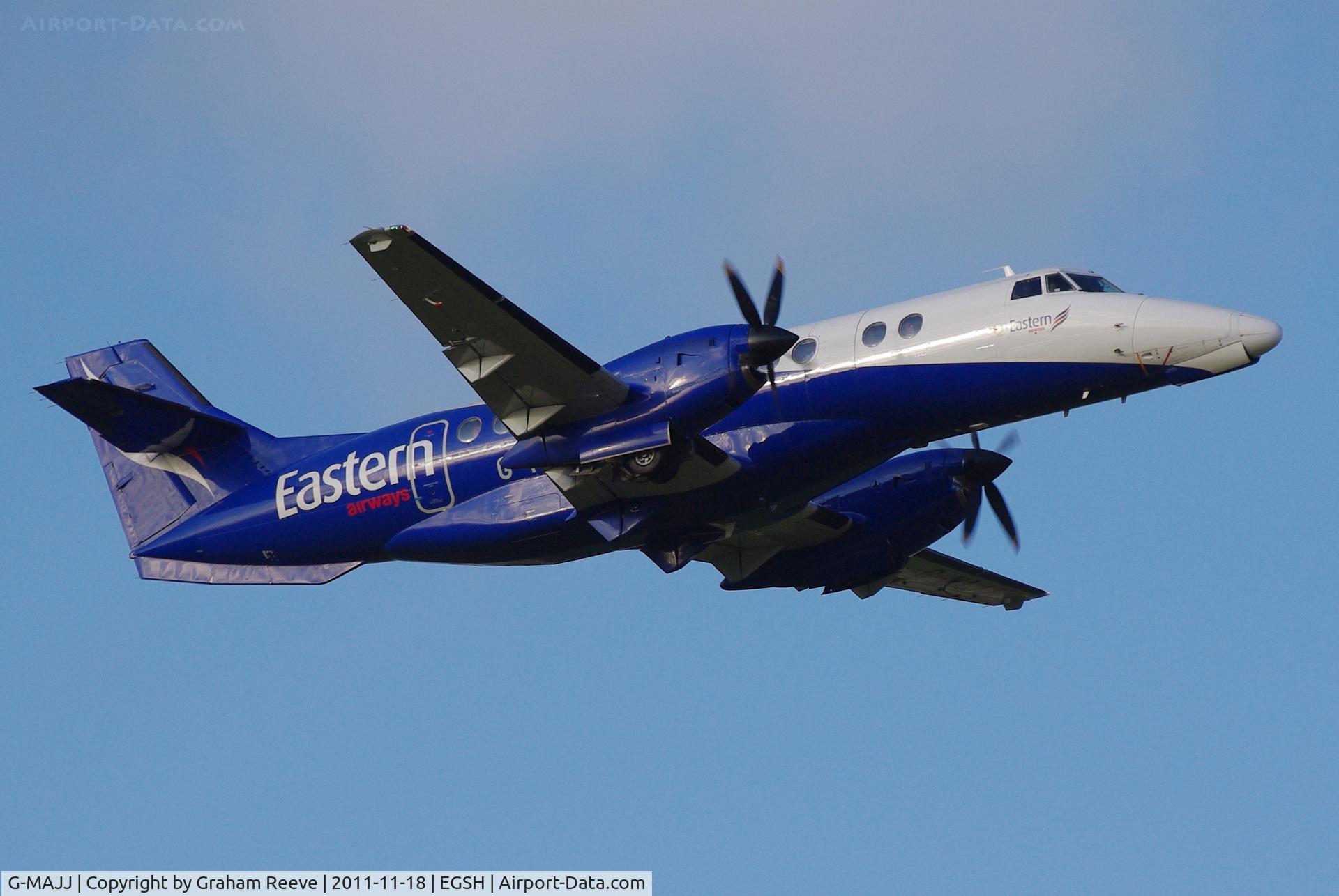 G-MAJJ, 1993 British Aerospace Jetstream 41 C/N 41024, Departing from Norwich.