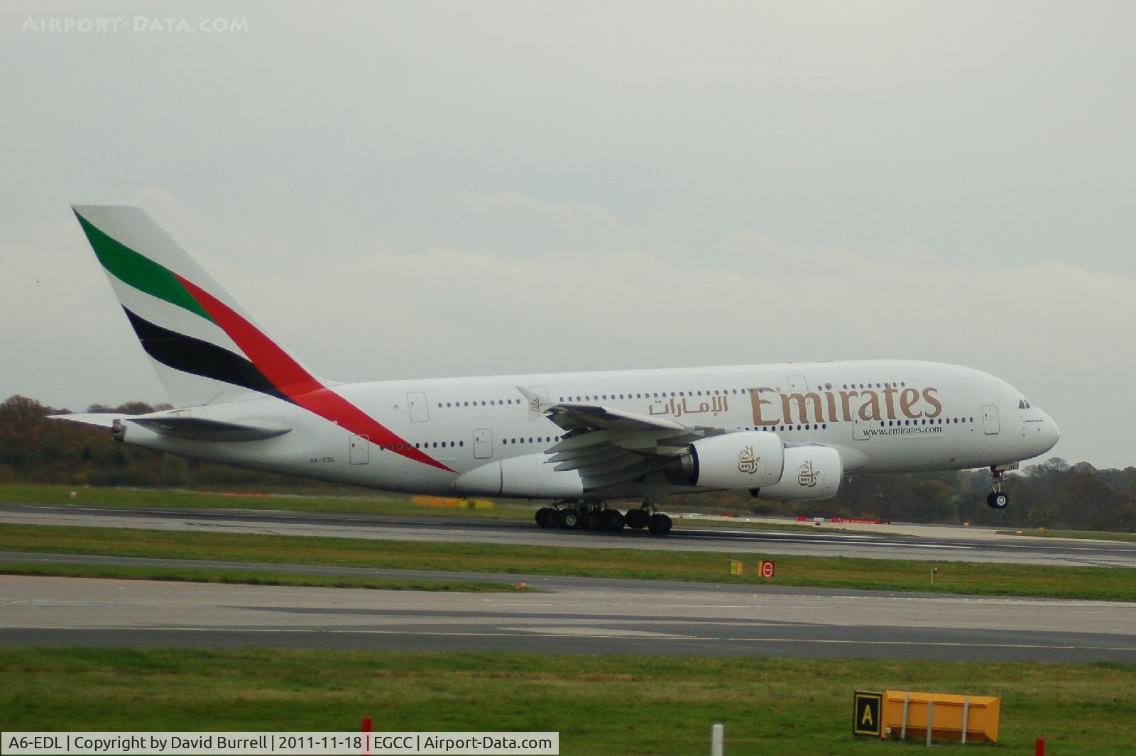 A6-EDL, 2010 Airbus A380-861 C/N 046, Emirates Airbus A380 taking off - Manchester Airport