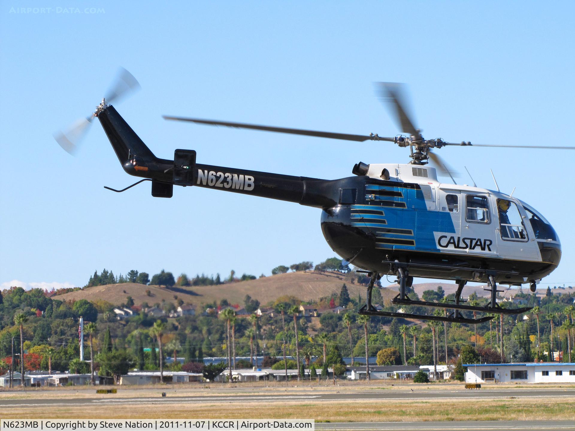 N623MB, 1986 MBB Bo-105CBS-5 C/N S-750, CALSTAR 1986 MBB BO-105S leaving Buchanan Field on emergency call