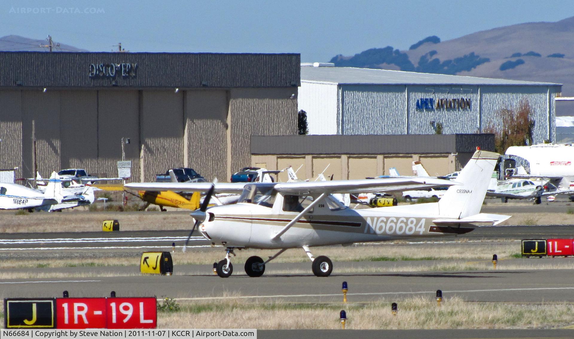 N66684, 1974 Cessna 150M C/N 15076207, Locally-based 1974 Cessna 150M on landing roll RWY 19L at Buchanan Field