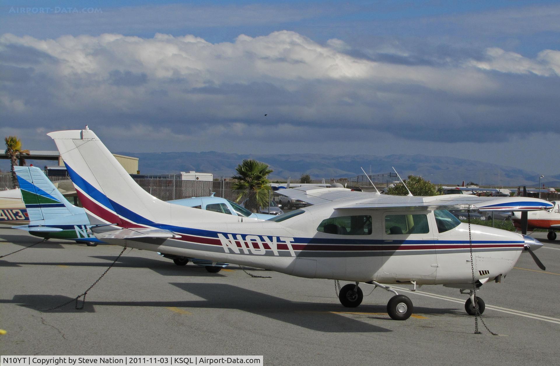 N10YT, 1976 Cessna T210L Turbo Centurion C/N 21061460, N10YT LLC (Missoula, MT) 1976 Cessna T210L on visitor's ramp at San Carlos, CA
