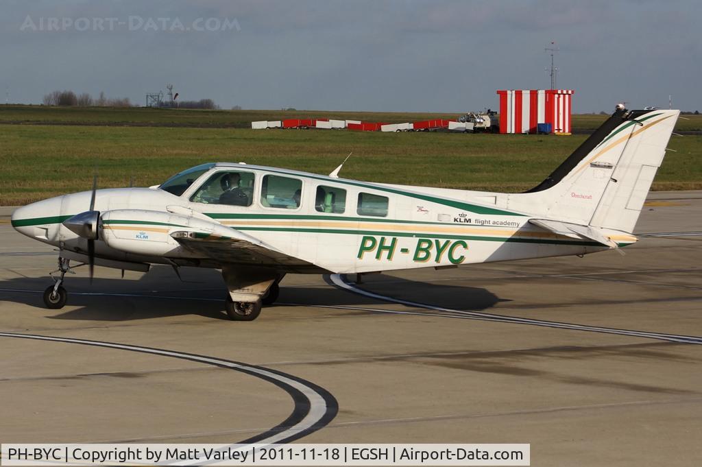 PH-BYC, 1997 Raytheon 58 C/N TH-1922, KLM7926 taxiing away from SaxonAir.