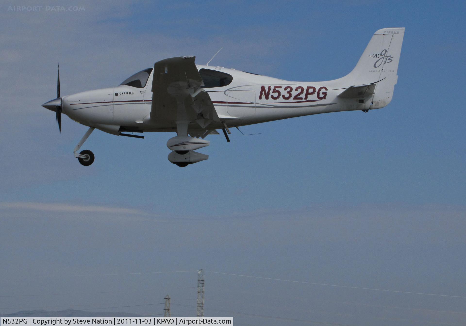 N532PG, 2008 Cirrus SR20 C/N 1991, Harbinger Aviation LLC 2008 Cirrus Design SR20 on final to Palo Alto, CA