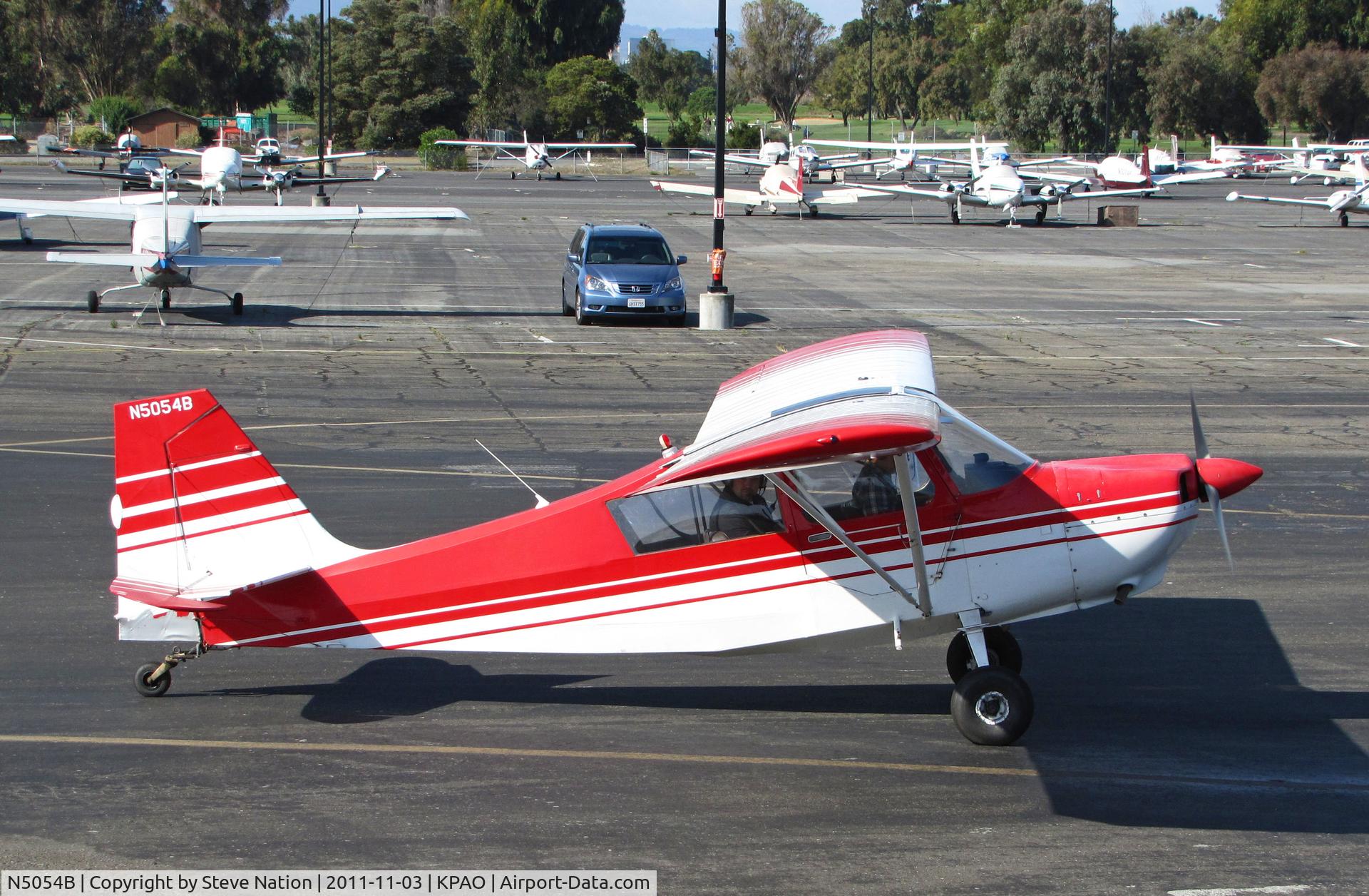 N5054B, 1979 Bellanca 7ECA Citabria C/N 1313-79, Locally-based 1979 Bellanca 7ECA running-up engine and checks prior to take-off @ Palo Alto, CA