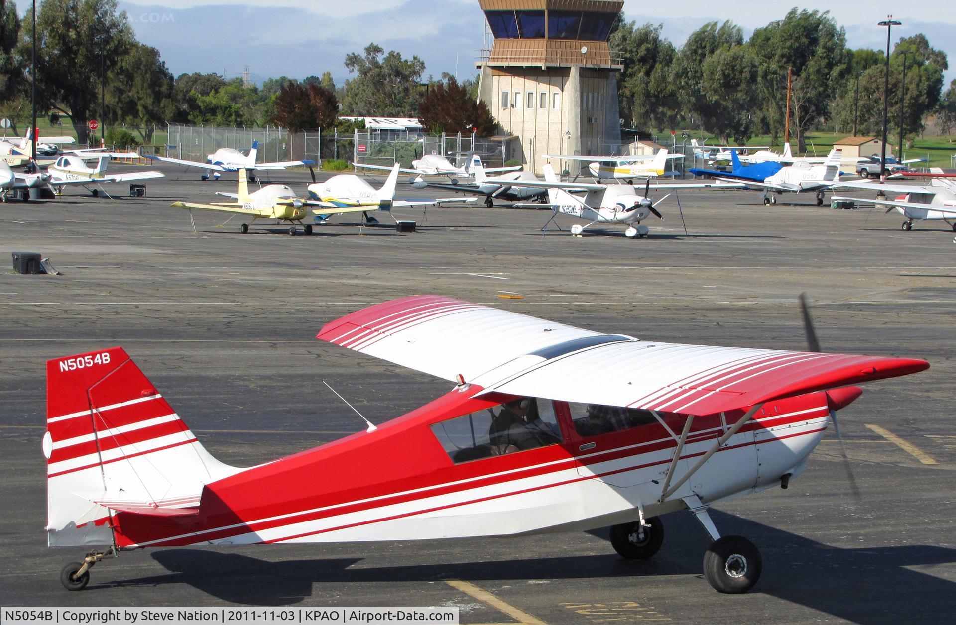 N5054B, 1979 Bellanca 7ECA Citabria C/N 1313-79, Locally-based 1979 Bellanca 7ECA running-up engine and checks prior to take-off @ Palo Alto, CA