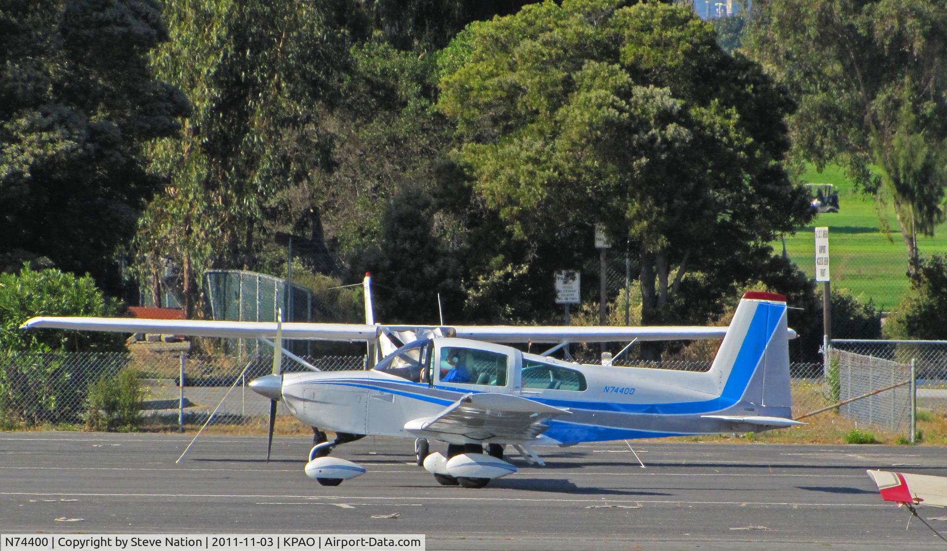 N74400, 1976 Grumman American AA-5B Tiger C/N AA5B-0213, Locally-based 1976 Grumman American AA-5B taxiing for ramp at Palo Alto, CA