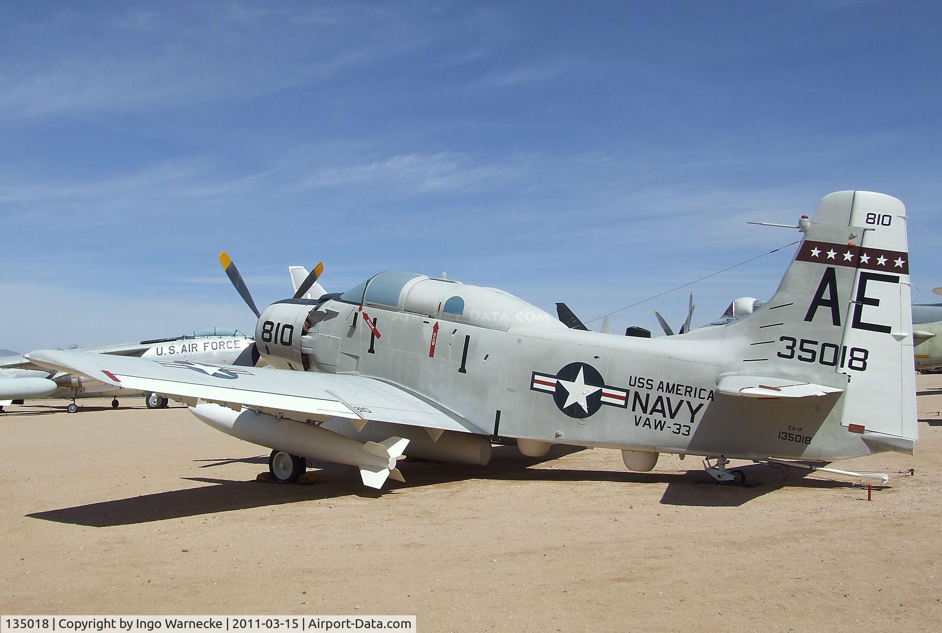 135018, Douglas EA-1F Skyraider C/N 10095, Douglas AD-5Q (EA-1F) Skyraider at the Pima Air & Space Museum, Tucson AZ