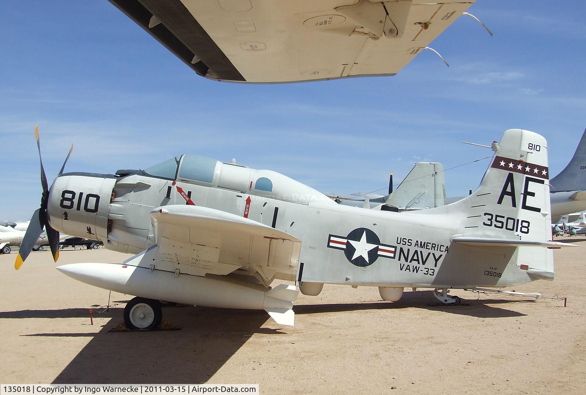 135018, Douglas EA-1F Skyraider C/N 10095, Douglas AD-5Q (EA-1F) Skyraider at the Pima Air & Space Museum, Tucson AZ
