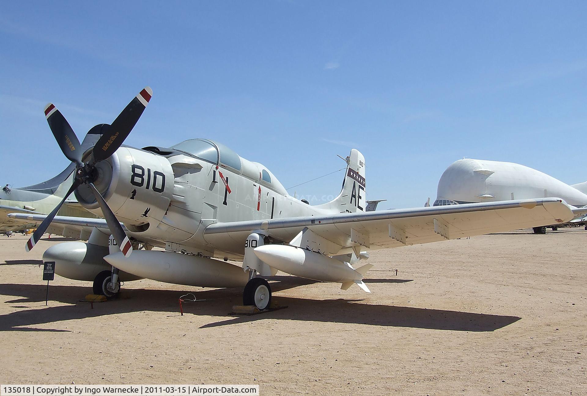 135018, Douglas EA-1F Skyraider C/N 10095, Douglas AD-5Q (EA-1F) Skyraider at the Pima Air & Space Museum, Tucson AZ