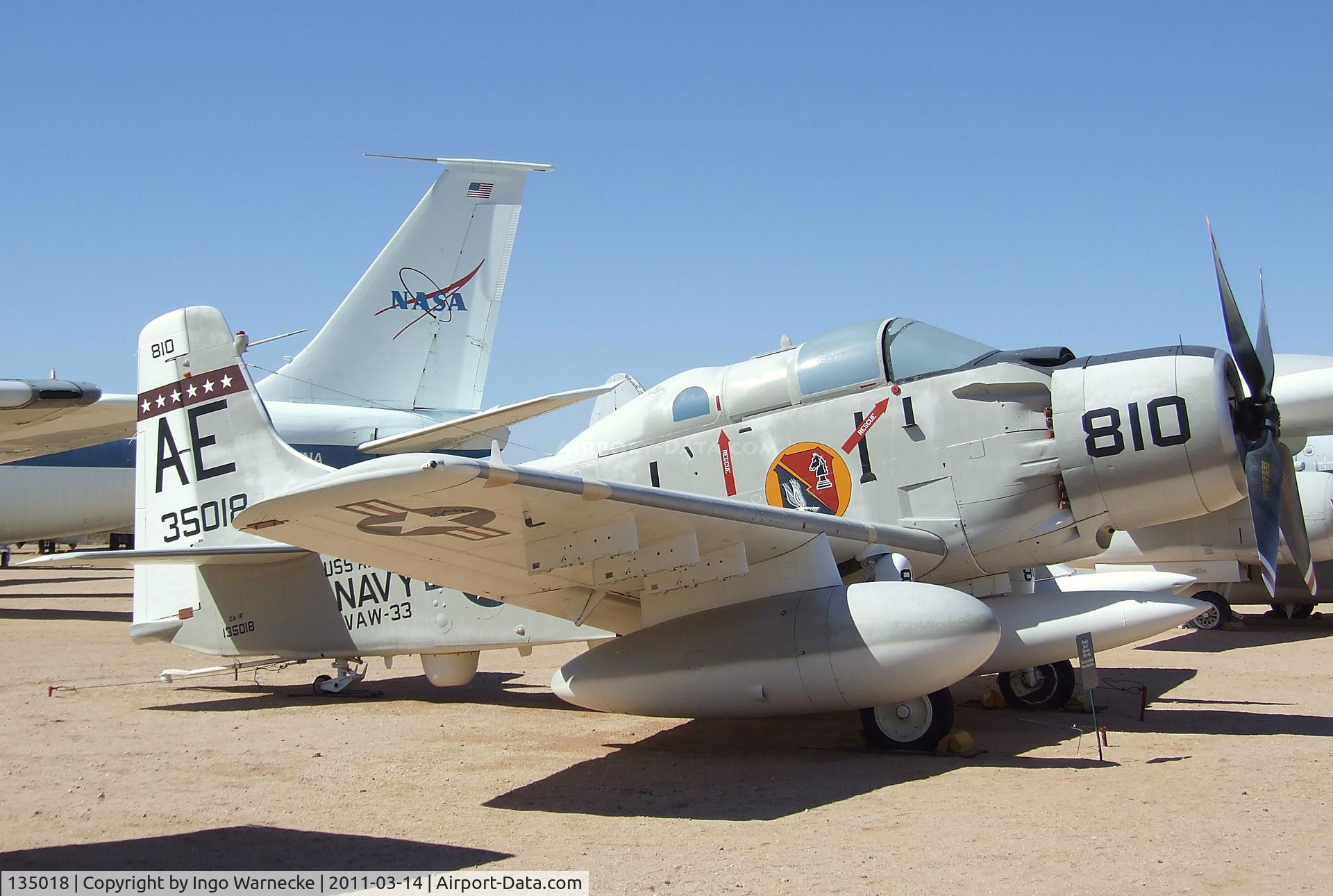 135018, Douglas EA-1F Skyraider C/N 10095, Douglas AD-5Q (EA-1F) Skyraider at the Pima Air & Space Museum, Tucson AZ