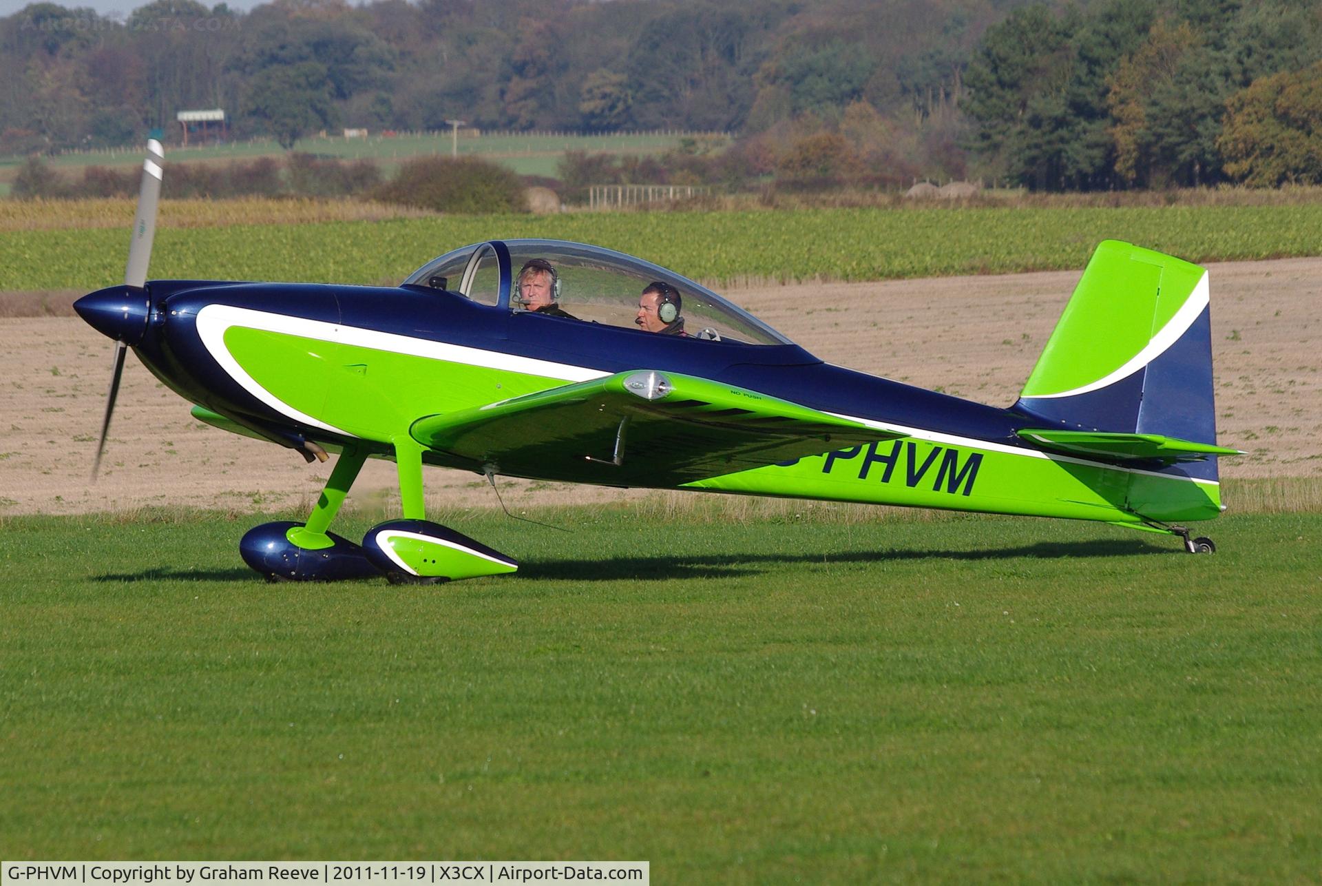 G-PHVM, 2009 Vans RV-8 C/N PFA 303-14609, Just landed.
