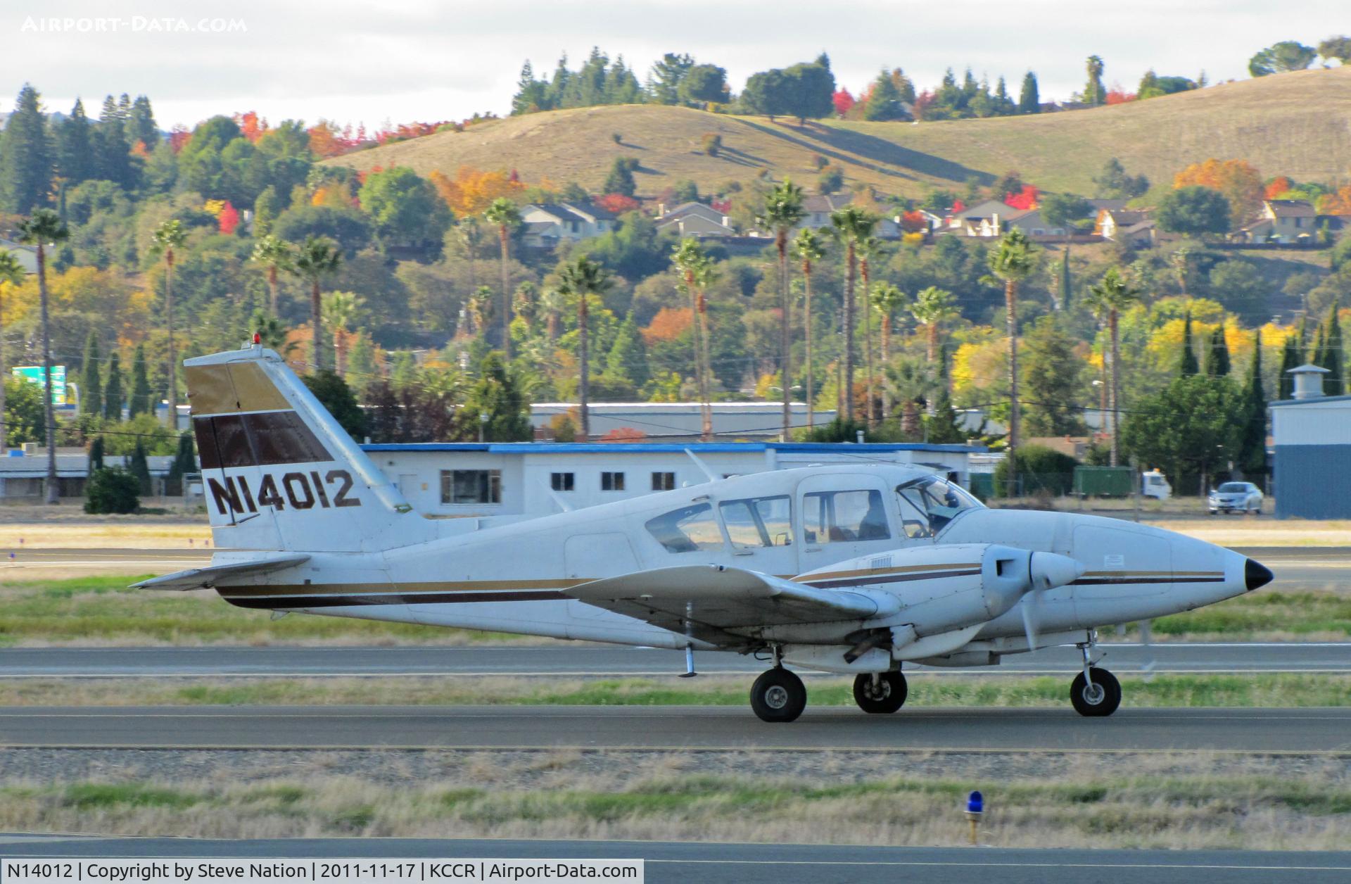 N14012, 1971 Piper PA-23-250 Aztec C/N 27-4629, Ja-Mar Industries (Santa Clara, CA) 1971 Piper PA-23-250 Aztec taxis for RWY 19R in late afternoon sun at Buchanan Field
