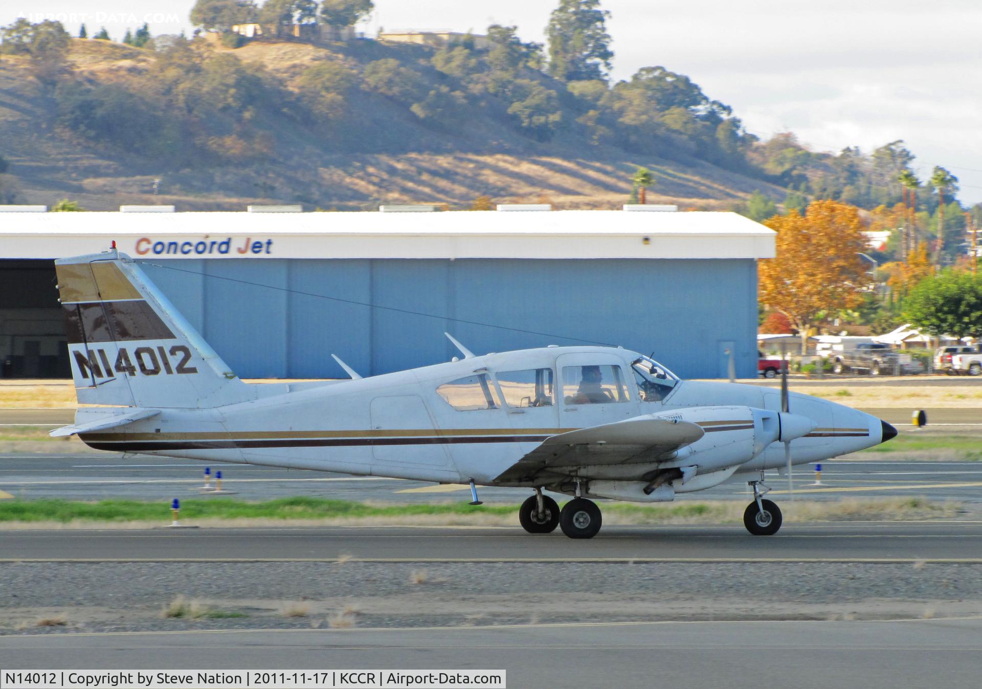 N14012, 1971 Piper PA-23-250 Aztec C/N 27-4629, Ja-Mar Industries (Santa Clara, CA) 1971 Piper PA-23-250 Aztec taxis for RWY 19R in late afternoon sun at Buchanan Field