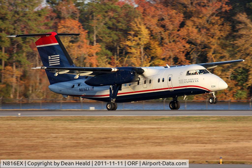 N816EX, 1992 De Havilland Canada DHC-8-102 Dash 8 C/N 329, US Airways Express (Piedmont Airlines) N816EX (FLT PDT4361) from New York La Guardia (KLGA) landing RWY 23.