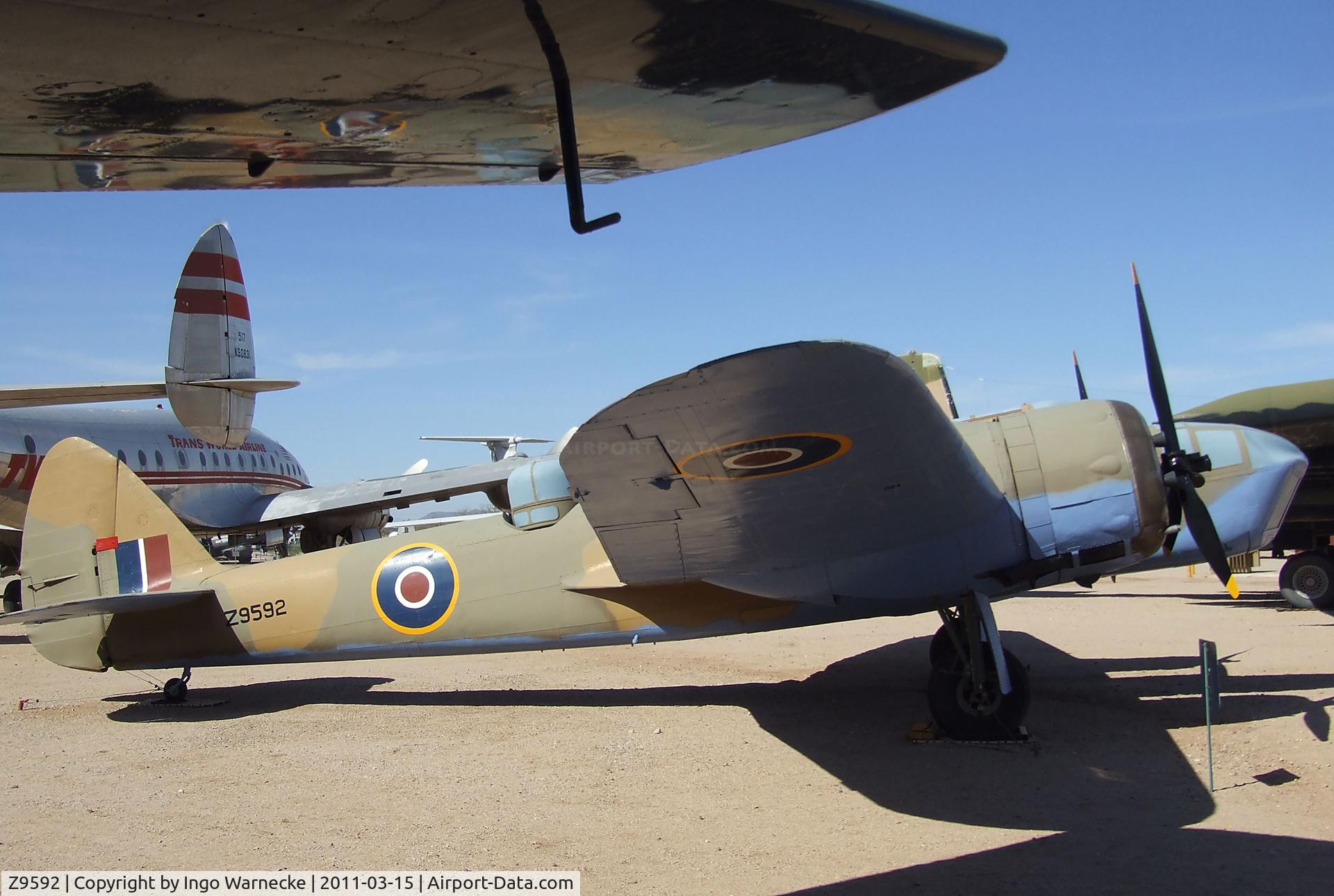 Z9592, Bristol 149 Bolingbroke Mk.IVT C/N Not found Z9592, Fairchild (Canada) Bolingbroke (Bristol Blenheim  Mk IV) at the Pima Air & Space Museum, Tucson AZ