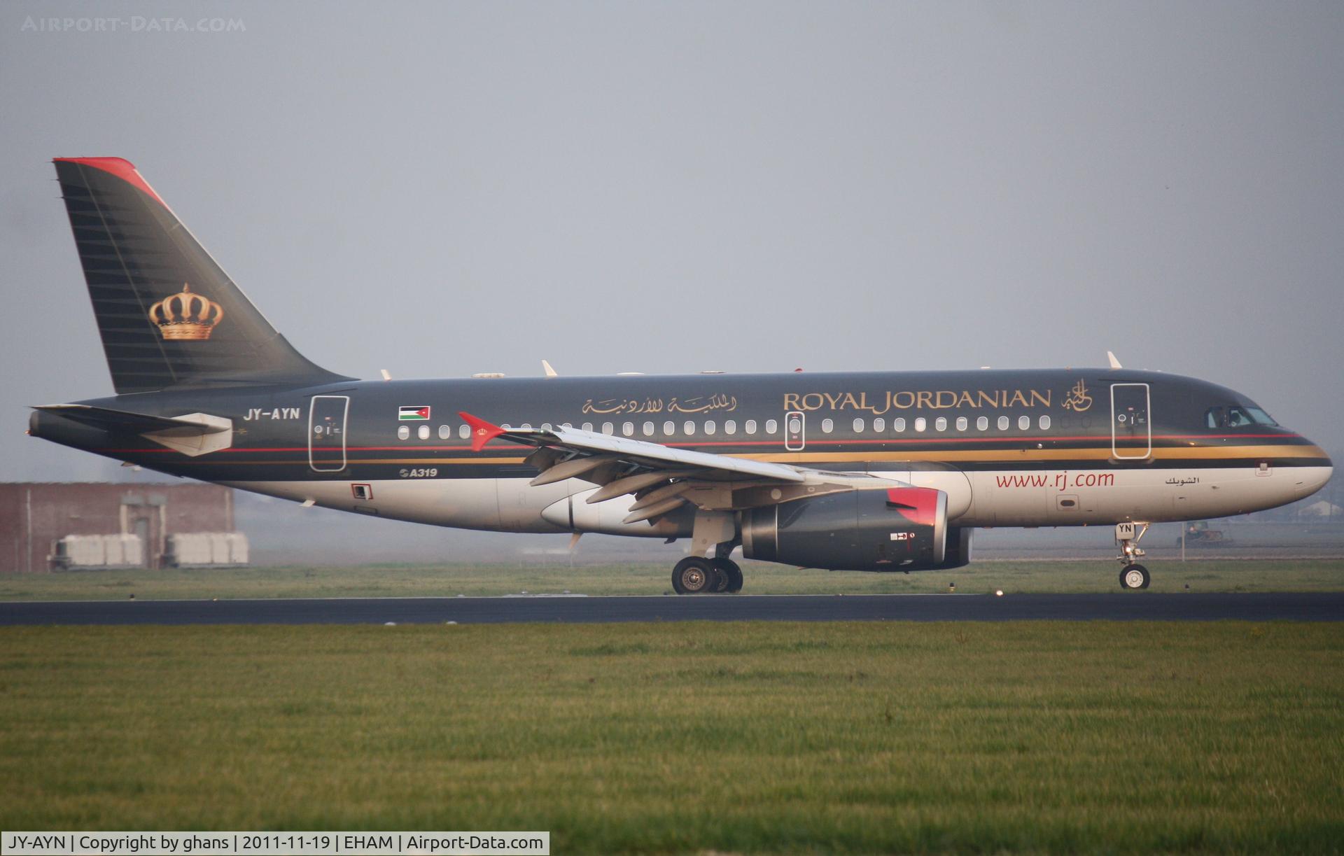 JY-AYN, 2009 Airbus A319-132 C/N 3803, Lust vacating rw18R