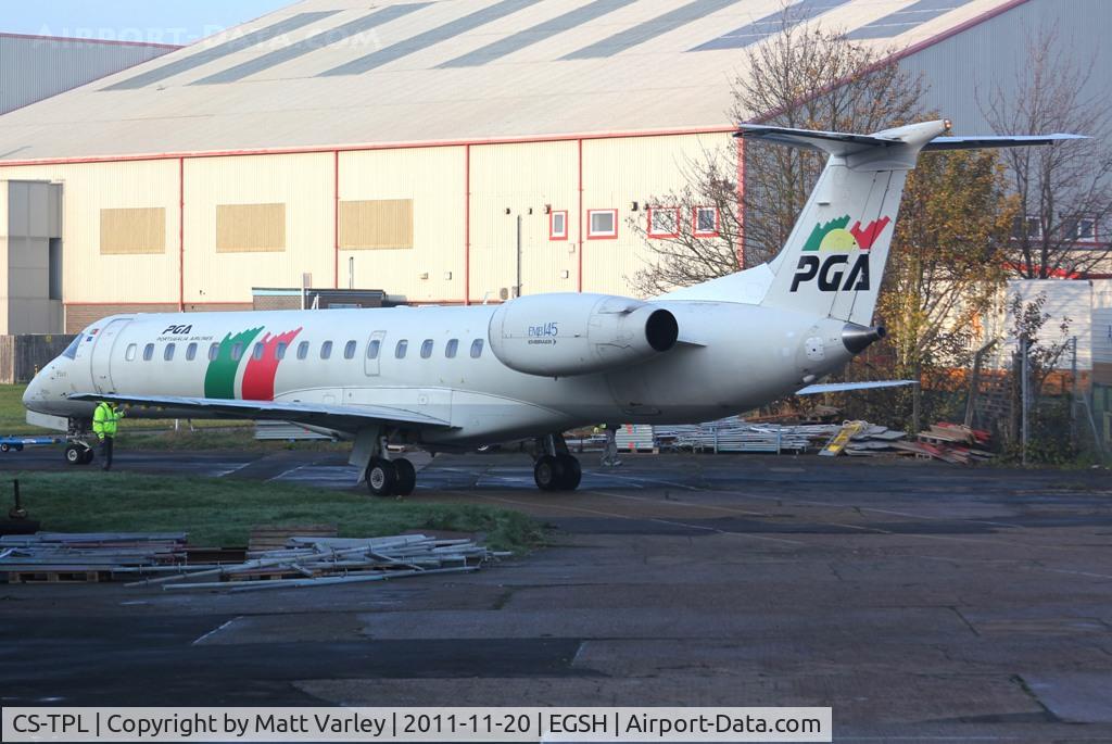 CS-TPL, 1988 Embraer EMB-145EP (ERJ-145EP) C/N 145051, TAP9782 being towed to Air Livery Hangar 3 for spray.