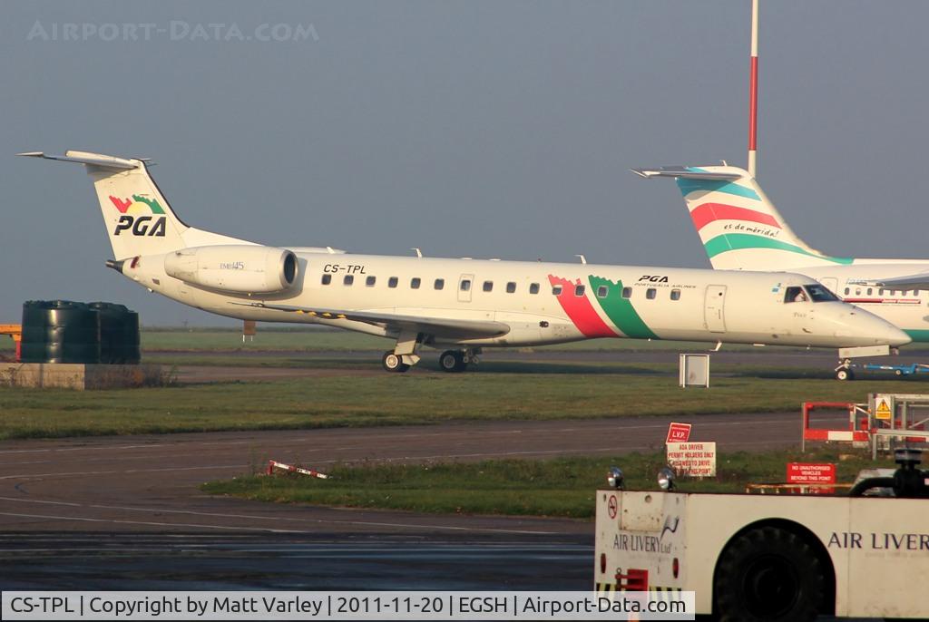 CS-TPL, 1988 Embraer EMB-145EP (ERJ-145EP) C/N 145051, TAP9782 being towed to Air Livery Hangar 3 for spray.