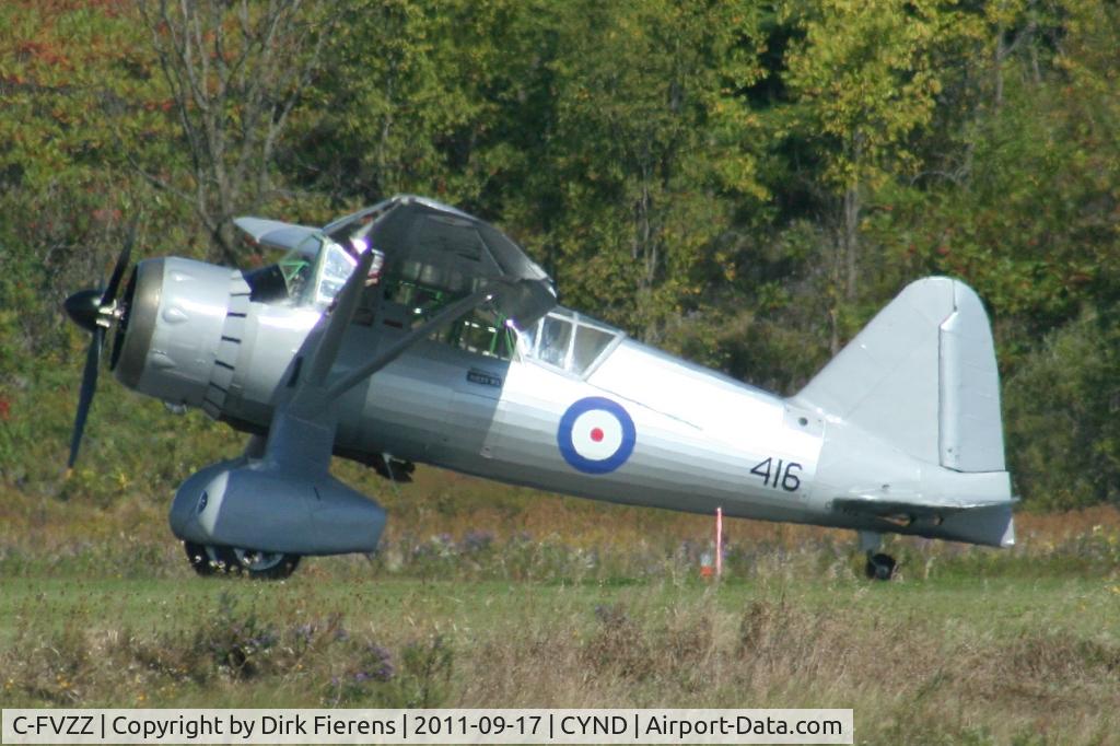 C-FVZZ, 1942 Westland Lysander IIIA C/N 1206, Taxing back to the hard stand after it's flight.