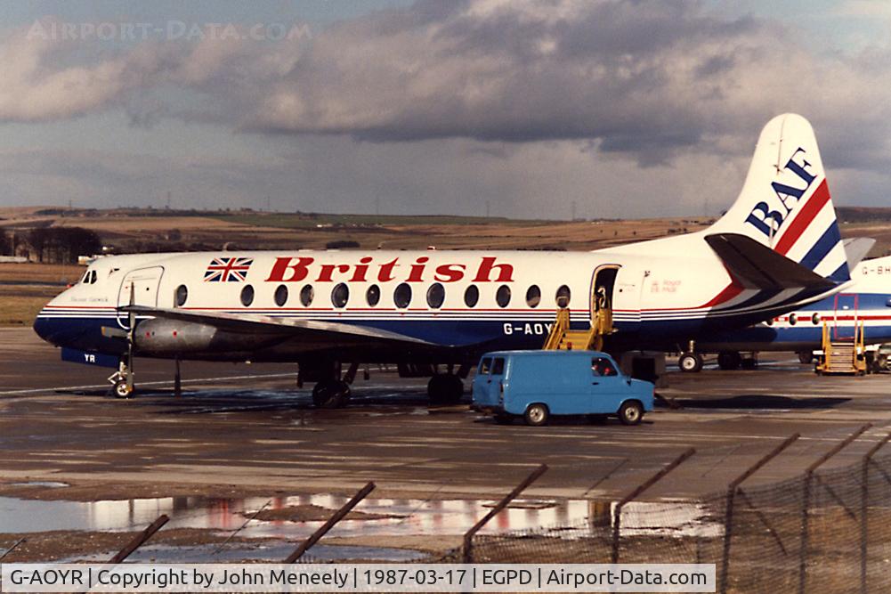 G-AOYR, 1958 Vickers Viscount 806 C/N 266, British Air Ferries at Aberdeen