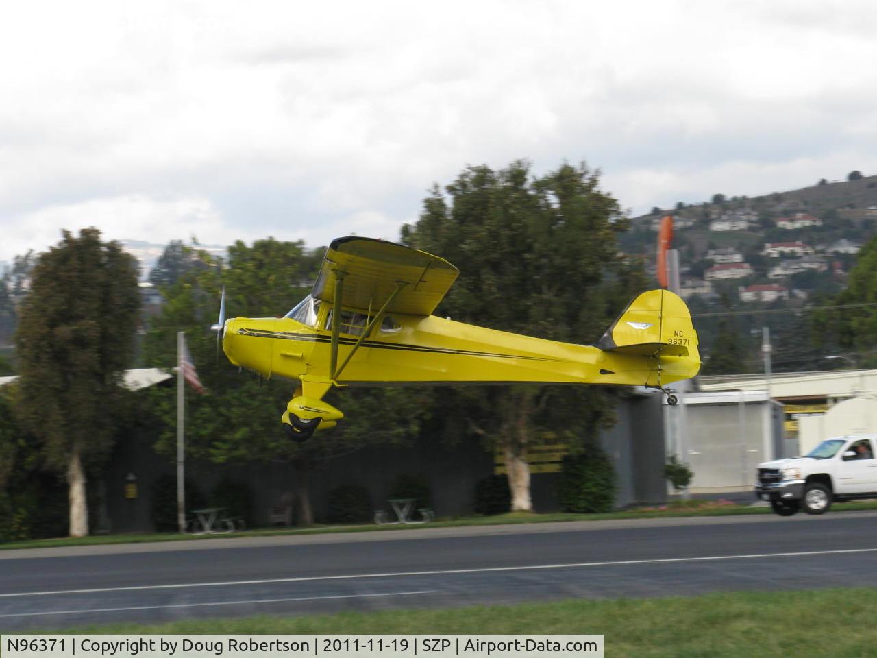 N96371, 1946 Taylorcraft BC12-D Traveler C/N 8671, 1946 Taylorcraft BC-12D TRAVELER, Continental A&C65 65 Hp, takeoff climb Rwy 22