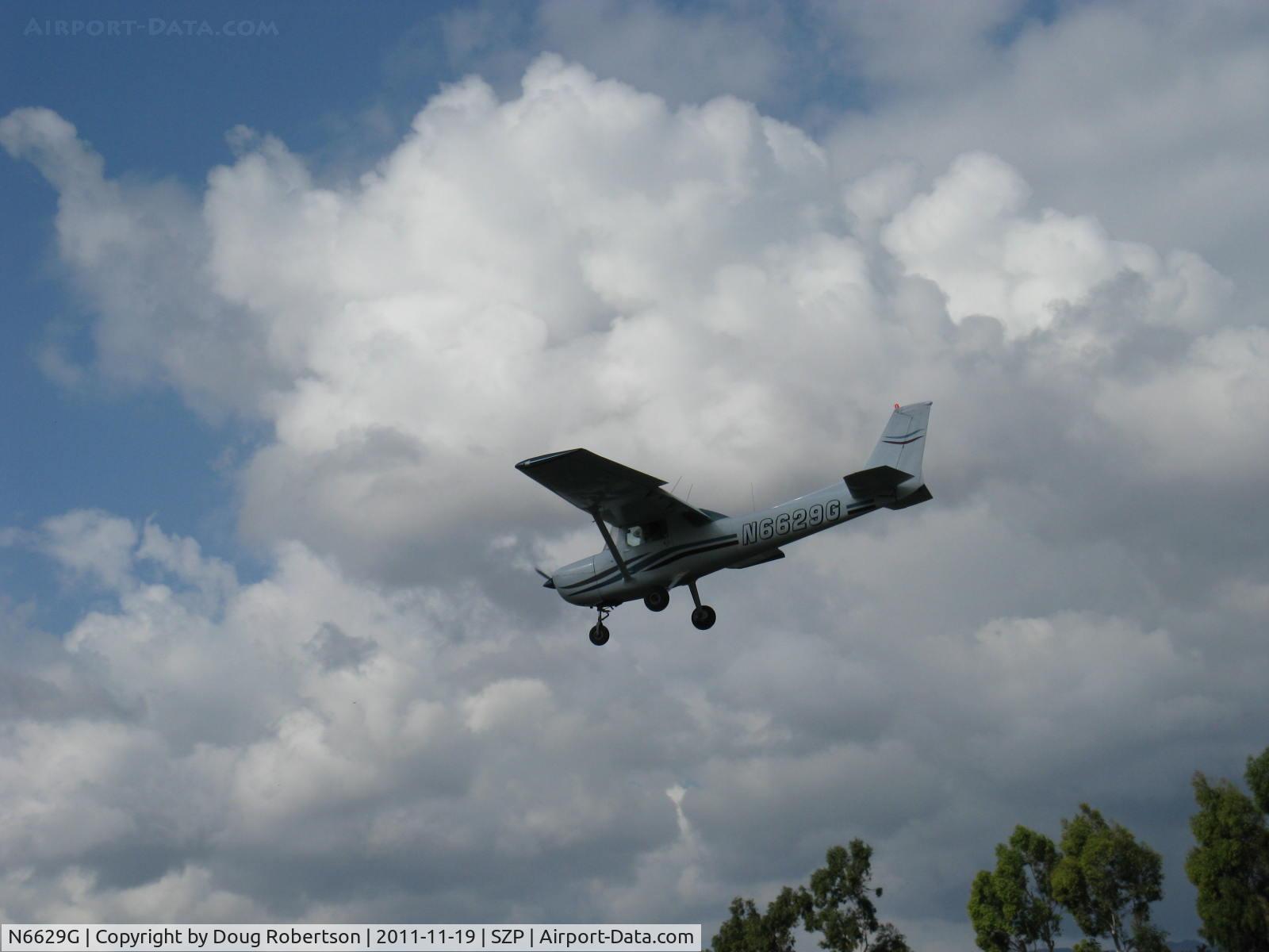 N6629G, 1970 Cessna 150L C/N 15072129, 1970 Cessna 150L, Continental O-200 100 Hp, on final Rwy 22