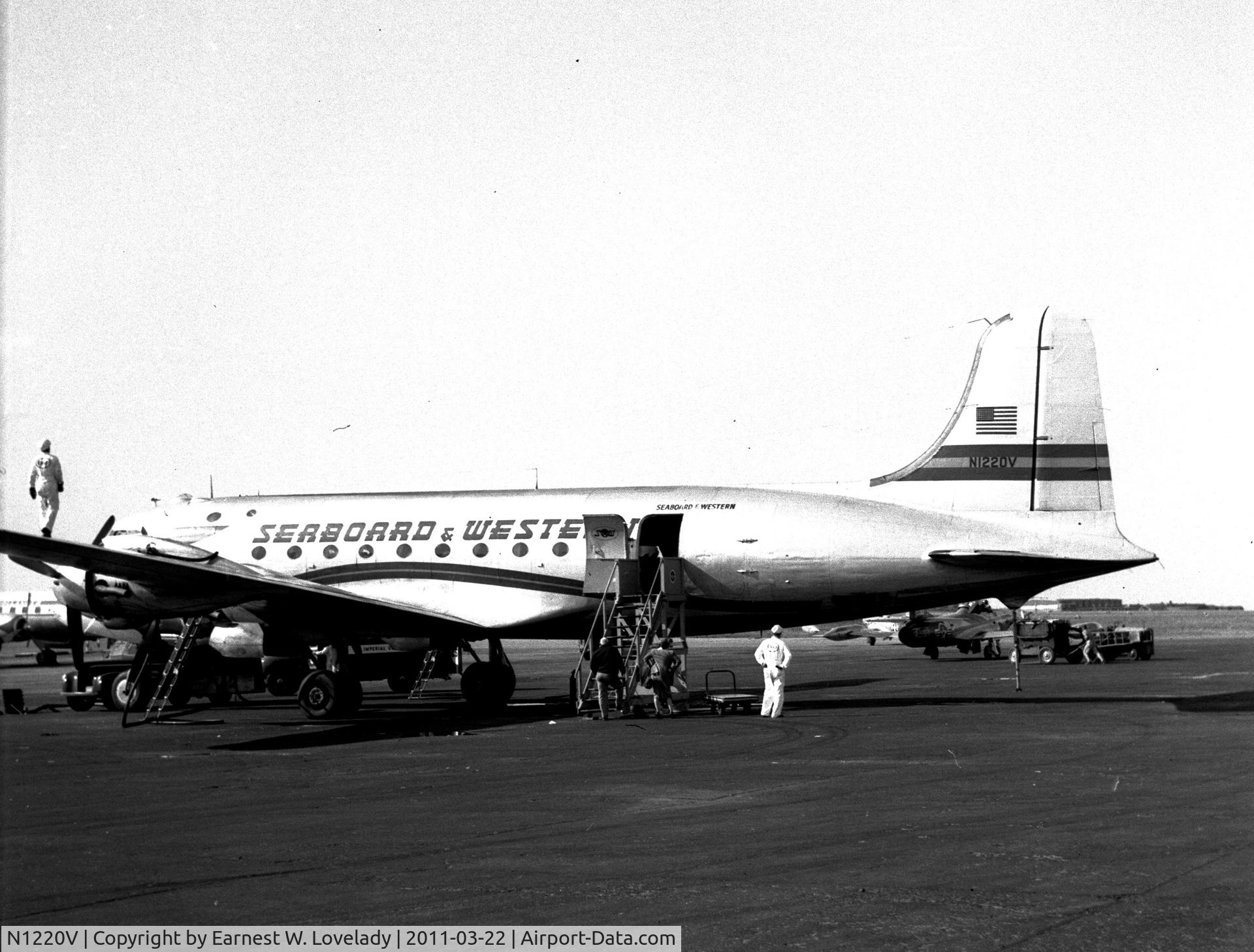 N1220V, 1944 Douglas C-54A Skymaster C/N 7469 (42-107450), Military charter flight from Frankfort, Germany to New York city.  Layover for refuling and breakfast in Ireland