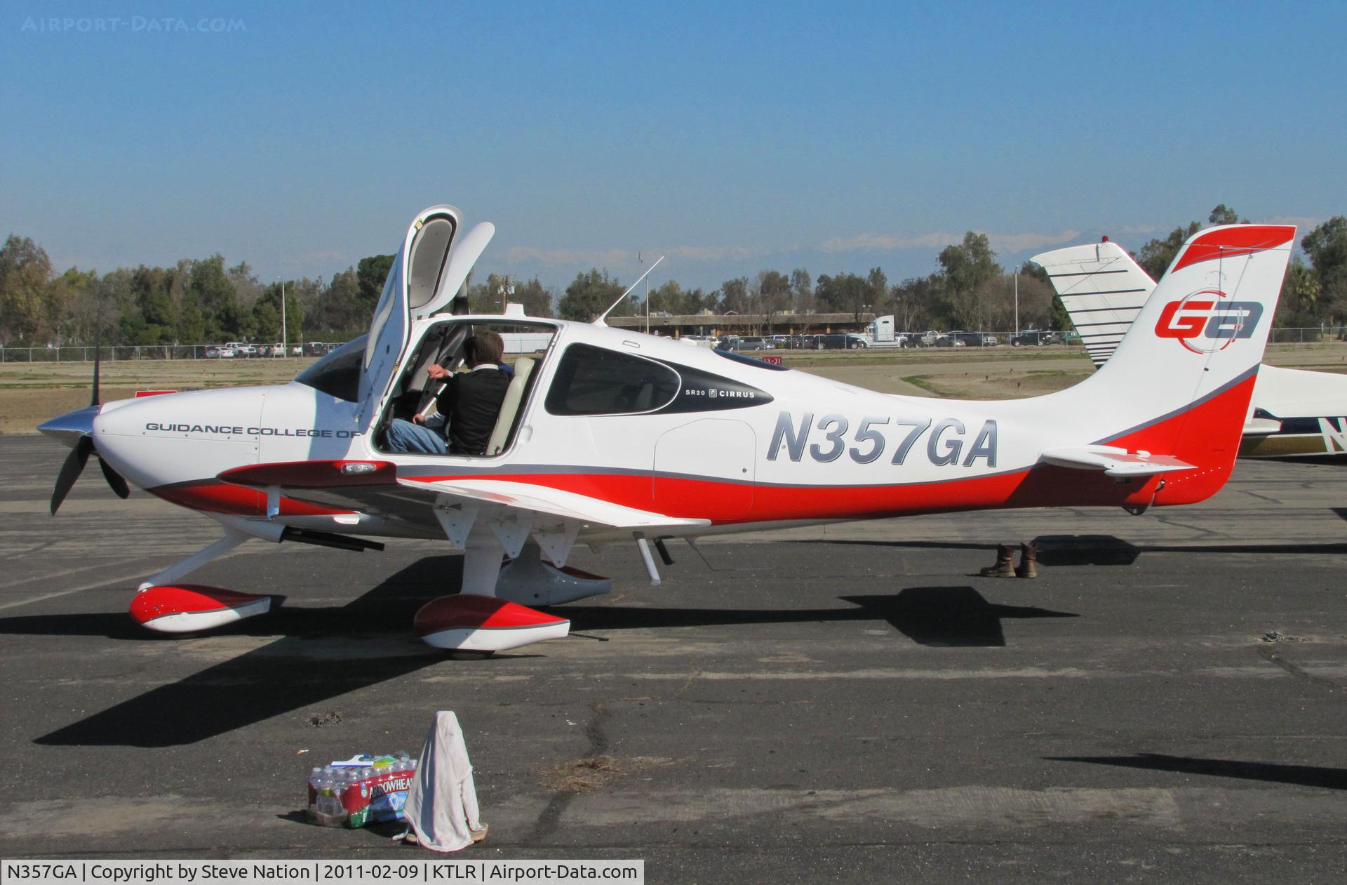 N357GA, Cirrus SR20 C/N 2070, Guidance College of Aviation (Prescott, AZ) large titles on nose 2010 Cirrus Design SR20 @ Tulare, CA for International Ag Expo