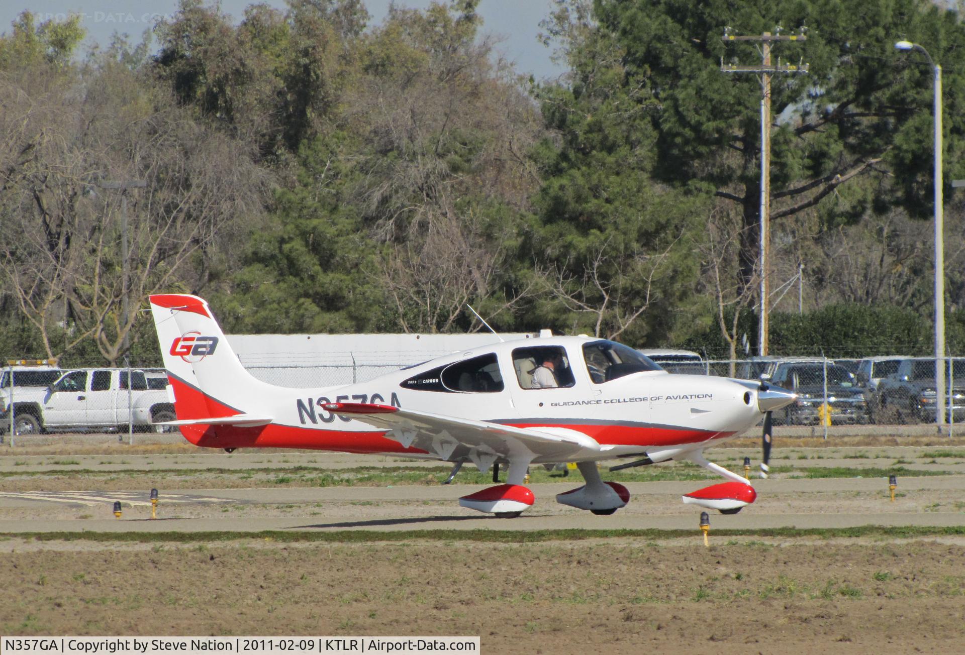 N357GA, Cirrus SR20 C/N 2070, Guidance College of Aviation (Prescott, AZ) large titles on nose 2010 Cirrus Design SR20 @ Tulare, CA for International Ag Expo