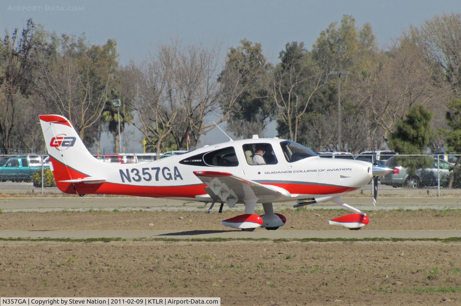 N357GA, Cirrus SR20 C/N 2070, Guidance College of Aviation (Prescott, AZ) large titles on nose 2010 Cirrus Design SR20 @ Tulare, CA for International Ag Expo