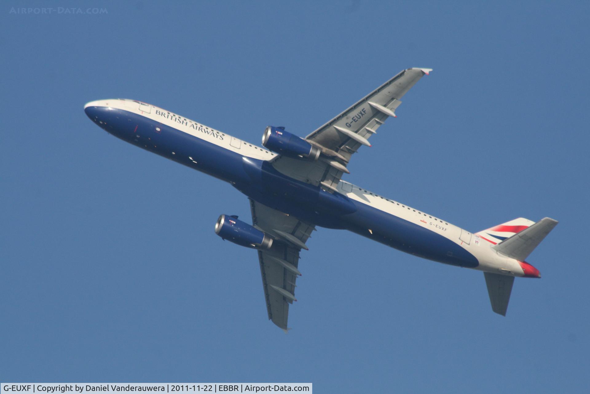 G-EUXF, 2004 Airbus A321-231 C/N 2324, Flight BA393 is climbing from RWY 25R
