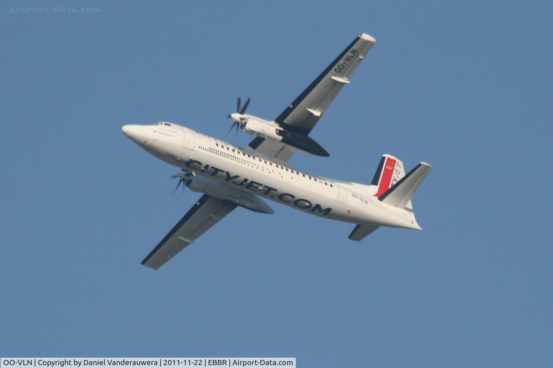 OO-VLN, 1989 Fokker 50 C/N 20145, Climbing from RWY 25R