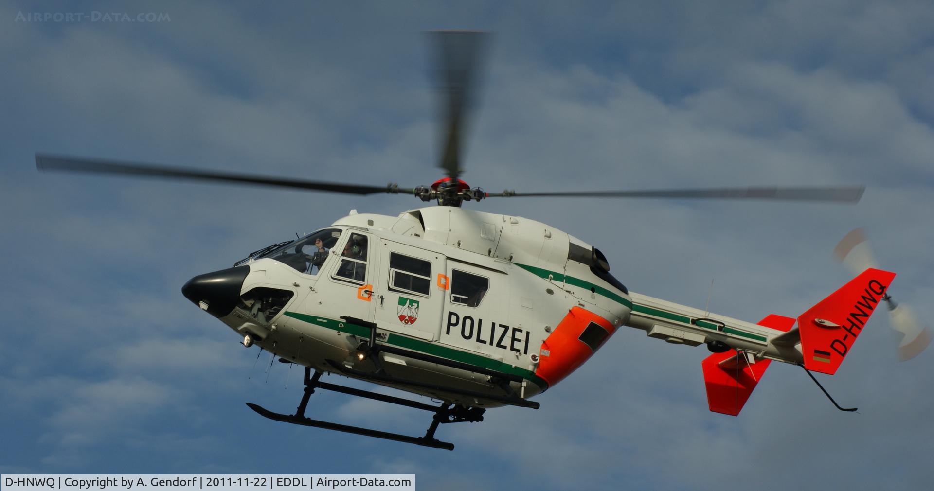 D-HNWQ, 2004 Eurocopter-Kawasaki BK-117C-1 C/N 7554, Polizei, returning to its homebase at Düsseldorf Int´l