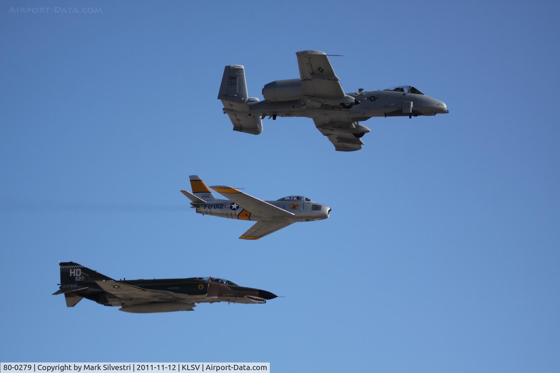 80-0279, 1980 Fairchild Republic A-10C Thunderbolt II C/N A10-0629, Aviation Nation 2011
A-10 with F-4 (74-1627) and F-86 (52-5012)