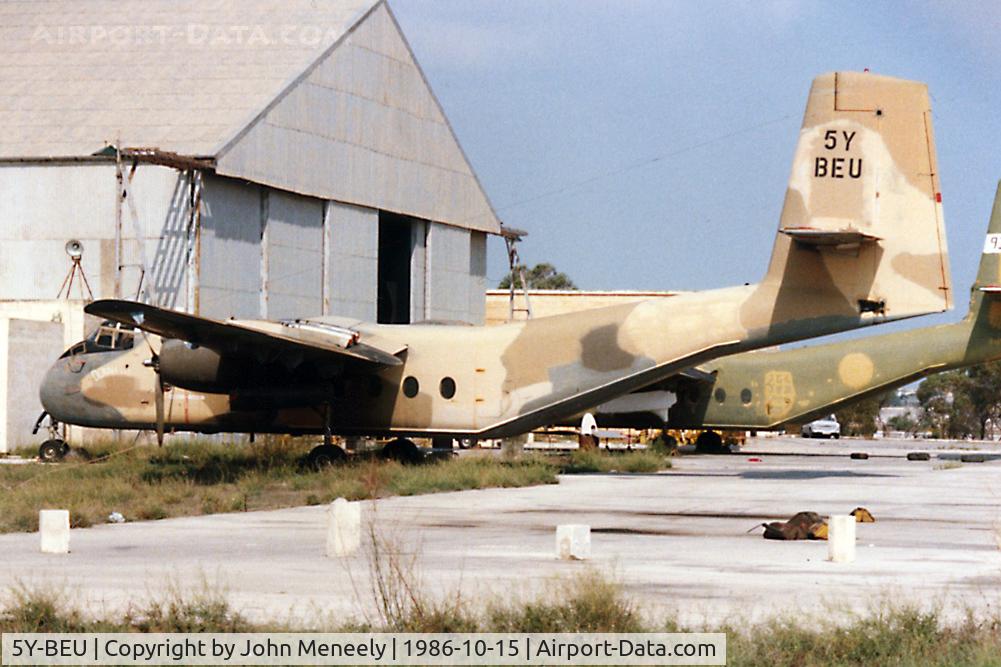 5Y-BEU, De Havilland Canada DHC-4A Caribou C/N 302, Oct. 1986 - Luqa, Malta. Ex-Kenyan AF Caribou.