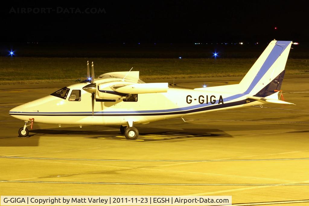 G-GIGA, 2011 Vulcanair P-68C C/N 468/C, Brand new P68 sat on stand at SaxonAir.