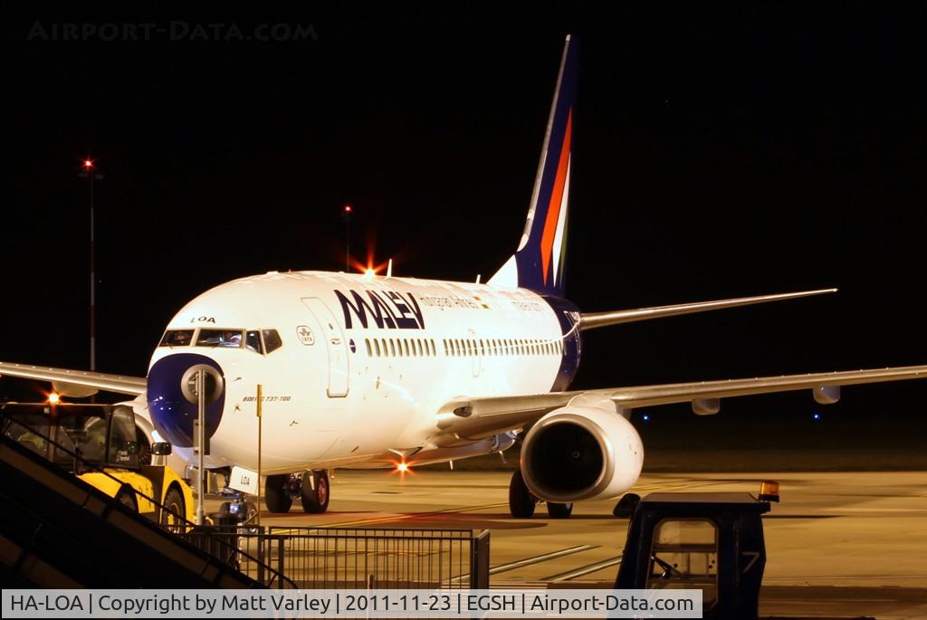 HA-LOA, 2003 Boeing 737-7Q8 C/N 28254, Sat on stand 6 after spray into a revised Malev C/S.