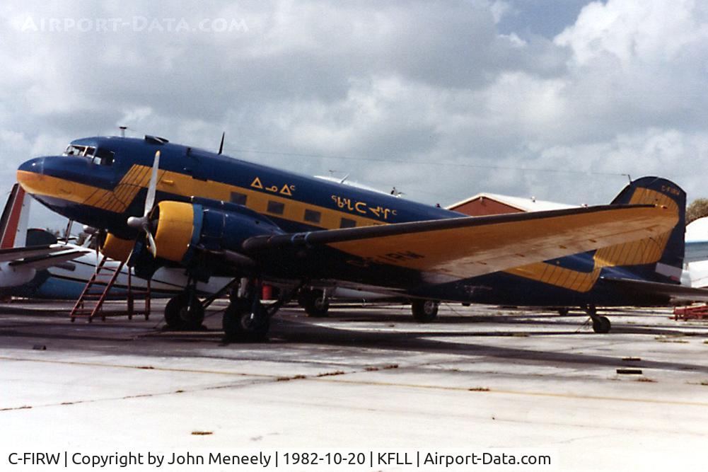 C-FIRW, Douglas DC-3C C/N 9834, Seen at KFLL in Oct. 1982 - looking pretty fit, considering she was written off after sinking through the ice on a frozen lake in Quebec in March 1981!