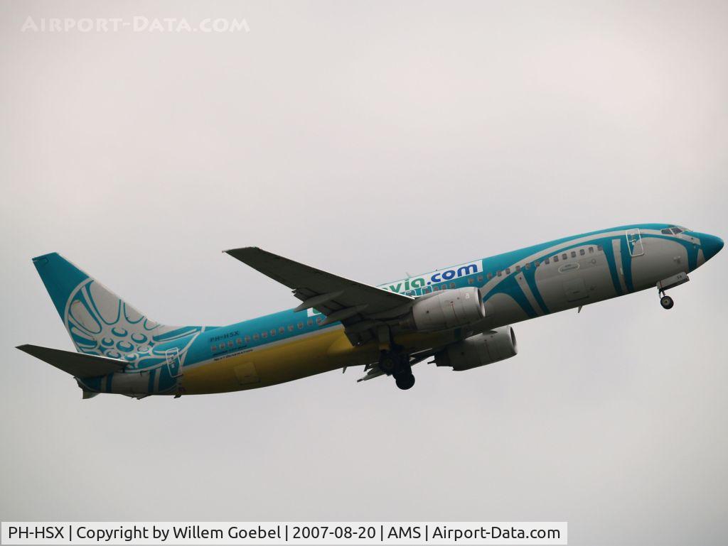 PH-HSX, 1999 Boeing 737-8Q8 C/N 28225, Take of from runway 18L from Amsterdam Airport