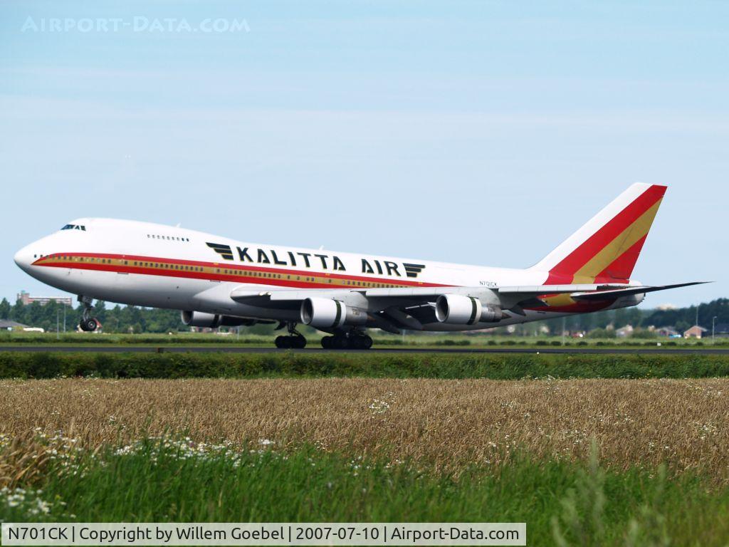 N701CK, 1979 Boeing 747-259B C/N 21730, Landing on runway R18 from Amsterdam Airport