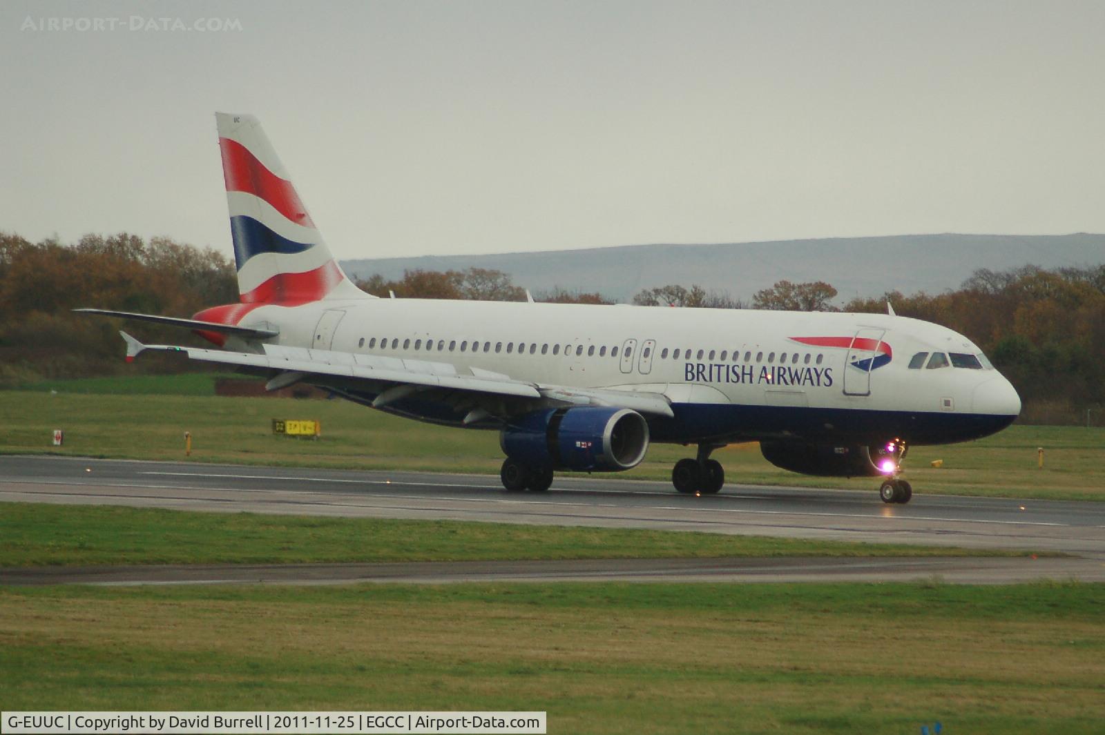 G-EUUC, 2001 Airbus A320-232 C/N 1696, British Airways Airbus A320-232 landing Manchester Airport.