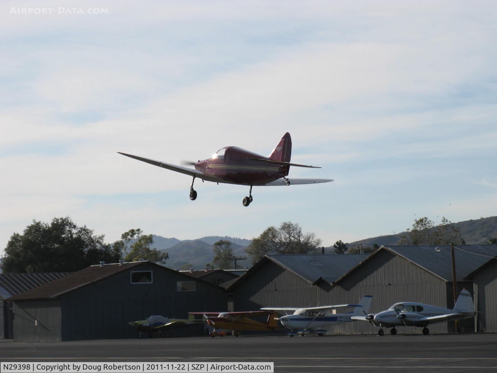 N29398, 1940 Culver LCA C/N 191, 1940 Culver LCA CADET, Continental A&C75 75 Hp, takeoff climb Rwy 22 departing to IZA