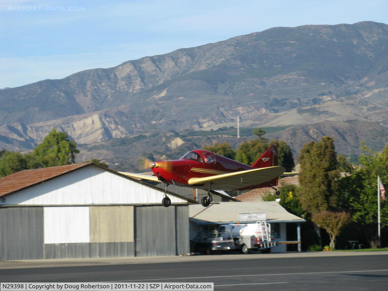 N29398, 1940 Culver LCA C/N 191, 1940 Culver LCA CADET, Continental A&C75 75 Hp, retractable gear design by Al Mooney, a beautiful restoration, takeoff climb Rwy 22