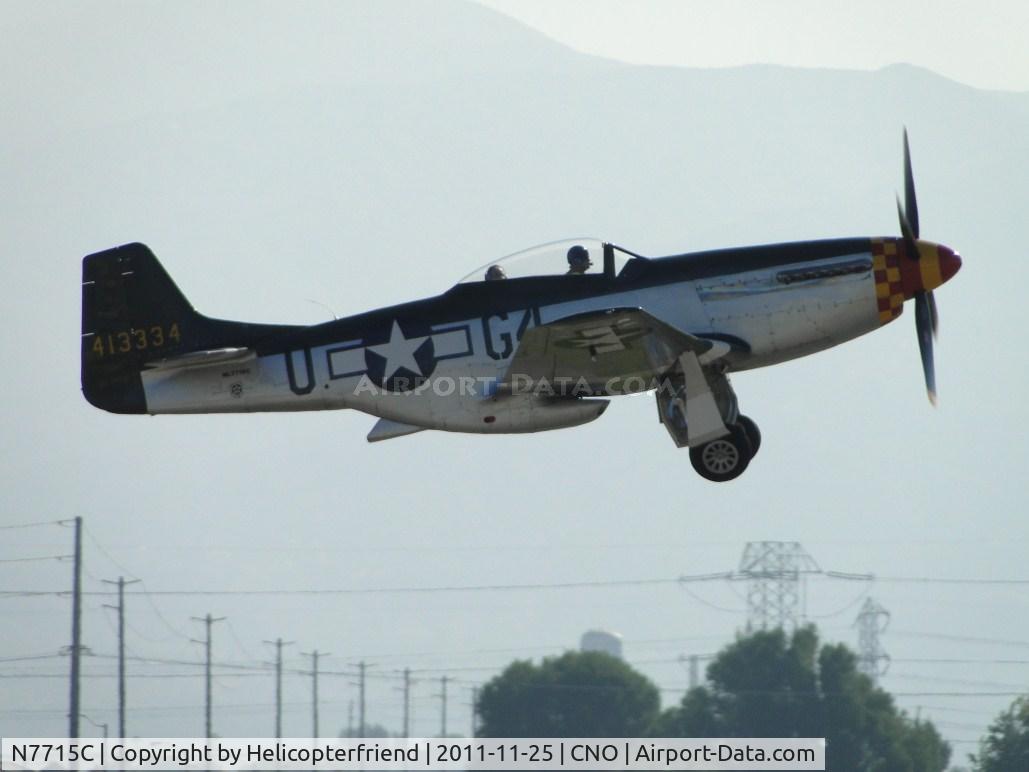 N7715C, 1944 North American P-51D C/N 44-84961A (124-44817), Lifting off and retracting wheels